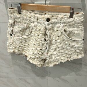 FARM Rio Textured Cream Jean Shorts
